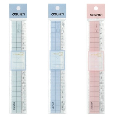 得力6235透明塑料直尺学生文具用品18cm  颜色随机  单把