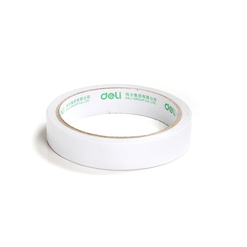 得力30402高粘性棉纸双面胶带 18mm*10y(9.1m/卷) 12卷装