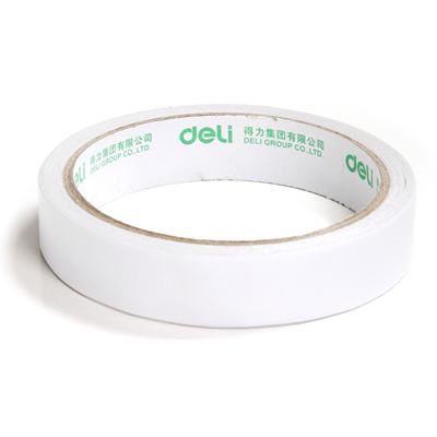 得力30402棉纸双面胶带18mm*10y*80um（白）（16卷/袋）