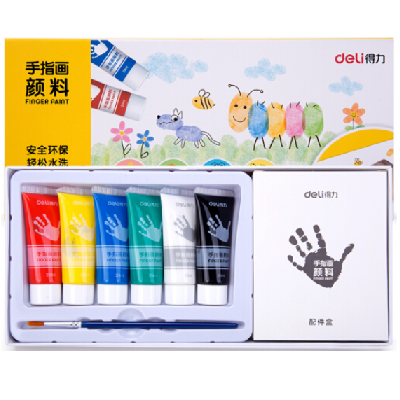 得力73871可水洗画画颜料6色20ml软管装