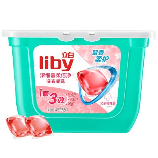 立白 洗衣凝珠三合一52颗 樱花味持久留香 洁净柔顺护衣